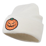 Halloween Mad Jack o Lantern Embroidered Long Beanie