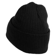 Sphynx Cat Embroidered Heavy Ribbed Cuff Beanie - Black OSFM