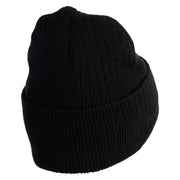 Sphynx Cat Embroidered Heavy Ribbed Cuff Beanie - Black OSFM