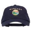 Montana State Flag Map Embroidered Unstructured Washed Cap