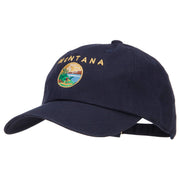 Montana State Flag Map Embroidered Unstructured Washed Cap