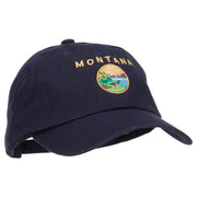 Montana State Flag Map Embroidered Unstructured Washed Cap