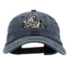 Motorcycle Race Embroidered Washed Solid Pigment Dyed Cotton Twill Brass Buckle Cap