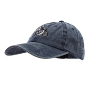 Motorcycle Race Embroidered Washed Solid Pigment Dyed Cotton Twill Brass Buckle Cap