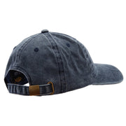 Motorcycle Race Embroidered Washed Solid Pigment Dyed Cotton Twill Brass Buckle Cap