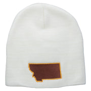 Montana State Map Embroidered Short Beanie