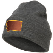 Montana State Map Embroidered Long Beanie