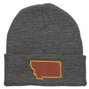 Montana State Map Embroidered Long Beanie