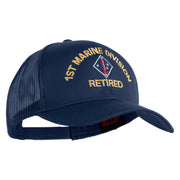 1st Marine Division Retired Embroidered Solid Cotton Twill Mesh Prostyle Cap - Navy OSFM