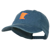 Minnesota State Map Embroidered Washed Cotton Cap