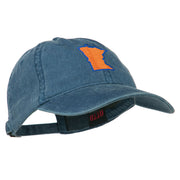 Minnesota State Map Embroidered Washed Cotton Cap