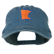 Minnesota State Map Embroidered Washed Cotton Cap