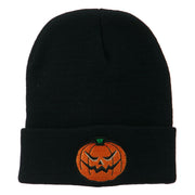 Halloween Mad Jack o Lantern Embroidered Long Beanie