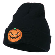 Halloween Mad Jack o Lantern Embroidered Long Beanie