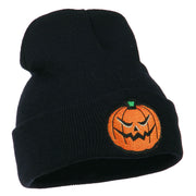 Halloween Mad Jack o Lantern Embroidered Long Beanie