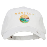 Montana State Flag Map Embroidered Unstructured Washed Cap