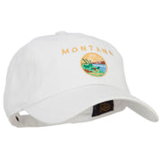 Montana State Flag Map Embroidered Unstructured Washed Cap