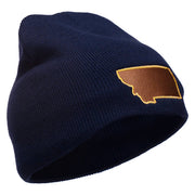 Montana State Map Embroidered Short Beanie