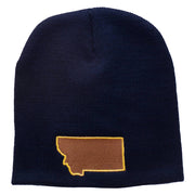 Montana State Map Embroidered Short Beanie