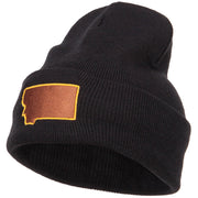 Montana State Map Embroidered Long Beanie