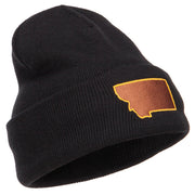 Montana State Map Embroidered Long Beanie