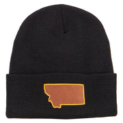 Montana State Map Embroidered Long Beanie