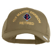1st Marine Division Retired Embroidered Solid Cotton Twill Mesh Prostyle Cap - Khaki OSFM