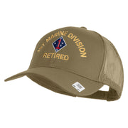 1st Marine Division Retired Embroidered Solid Cotton Twill Mesh Prostyle Cap - Khaki OSFM