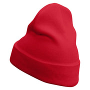 Railroad Crossing Embroidered 12 Inch Long Knitted Beanie - Red OSFM