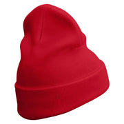 Railroad Crossing Embroidered 12 Inch Long Knitted Beanie - Red OSFM