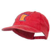 Minnesota State Map Embroidered Washed Cotton Cap