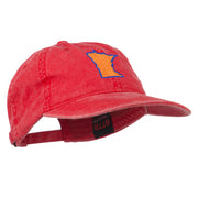 Minnesota State Map Embroidered Washed Cotton Cap