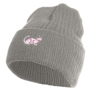 Sphynx Cat Embroidered Heavy Ribbed Cuff Beanie - Grey OSFM