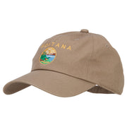 Montana State Flag Map Embroidered Unstructured Washed Cap