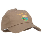 Montana State Flag Map Embroidered Unstructured Washed Cap