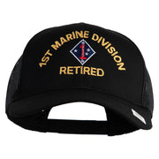 1st Marine Division Retired Embroidered Solid Cotton Twill Mesh Prostyle Cap - Black OSFM