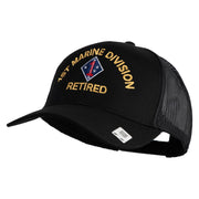 1st Marine Division Retired Embroidered Solid Cotton Twill Mesh Prostyle Cap - Black OSFM