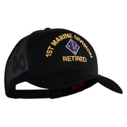 1st Marine Division Retired Embroidered Solid Cotton Twill Mesh Prostyle Cap - Black OSFM