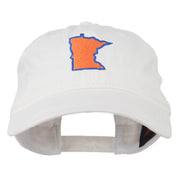 Minnesota State Map Embroidered Washed Cotton Cap