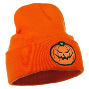 Halloween Mad Jack o Lantern Embroidered Long Beanie