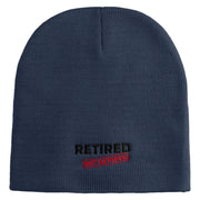 Retired No Expired Embroidered 8 inch Acrylic Short Blank Beanie - Navy OSFM