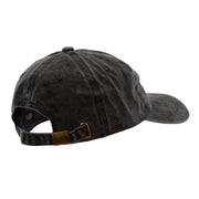 Motorcycle Race Embroidered Washed Solid Pigment Dyed Cotton Twill Brass Buckle Cap