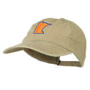 Minnesota State Map Embroidered Washed Cotton Cap