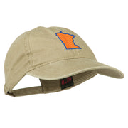 Minnesota State Map Embroidered Washed Cotton Cap