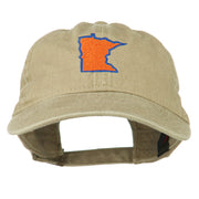 Minnesota State Map Embroidered Washed Cotton Cap