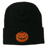 Halloween Mad Jack o Lantern Embroidered Long Beanie