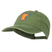 Minnesota State Map Embroidered Washed Cotton Cap