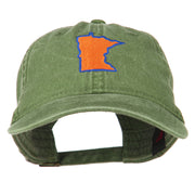 Minnesota State Map Embroidered Washed Cotton Cap