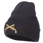 Military Police Insignia Embroidered Long Knitted Beanie