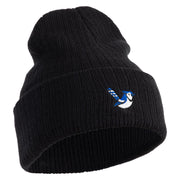 Bluejay Embroidered Acrylic Ribbed Cuff Beanie - Black OSFM